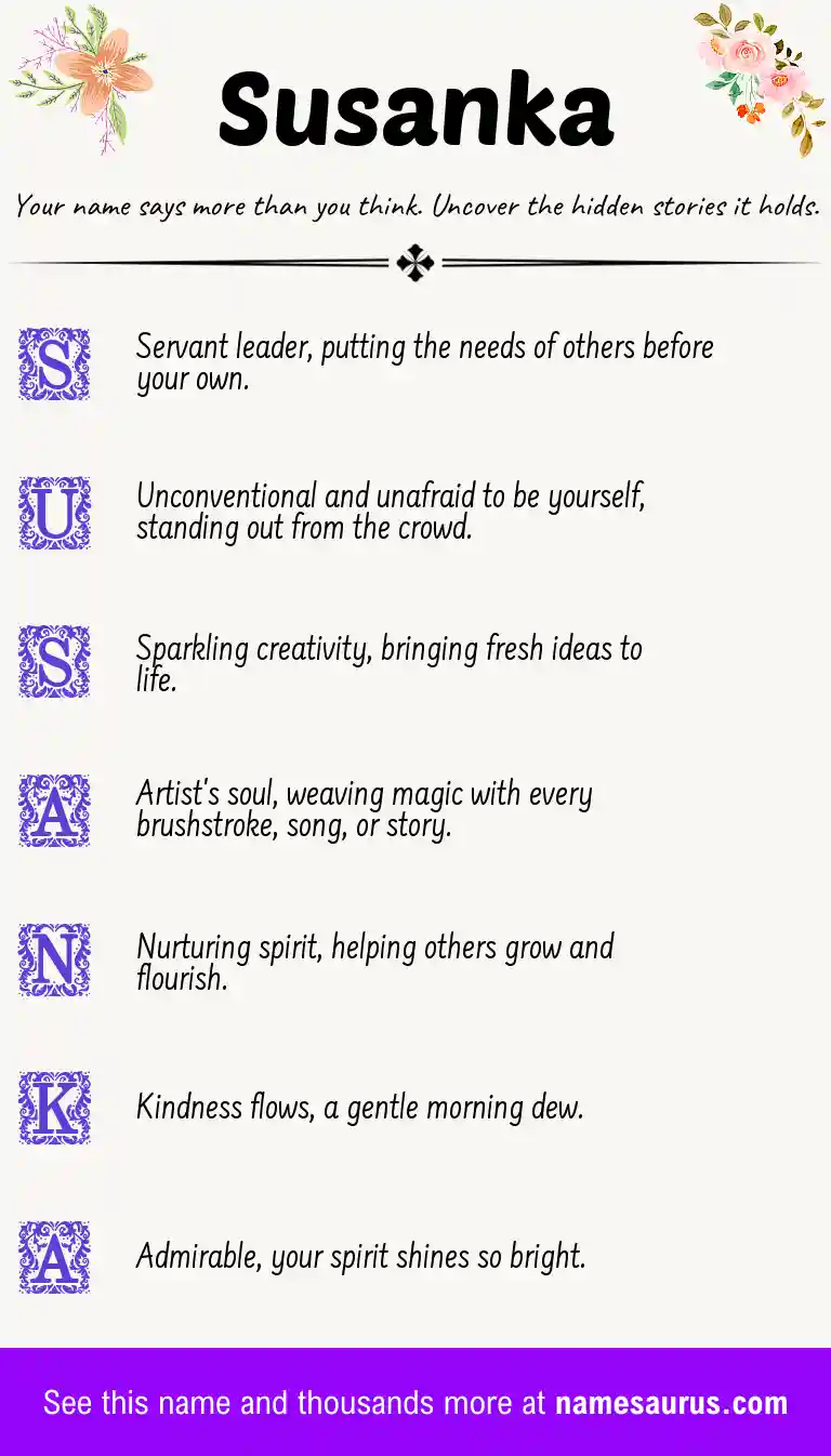 Acrostic poem about Susanka.