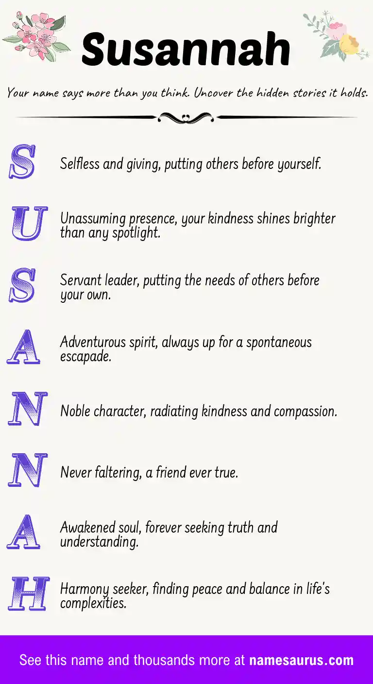 Acrostic poem about Susannah.