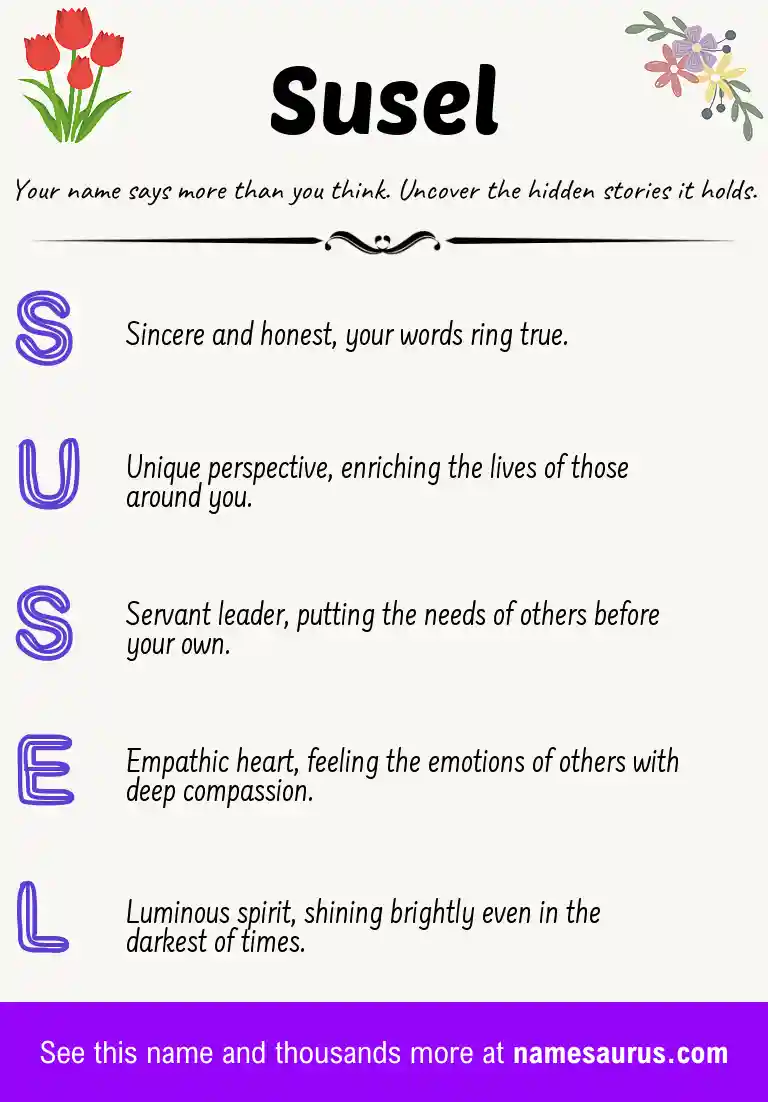 Acrostic poem about Susel.
