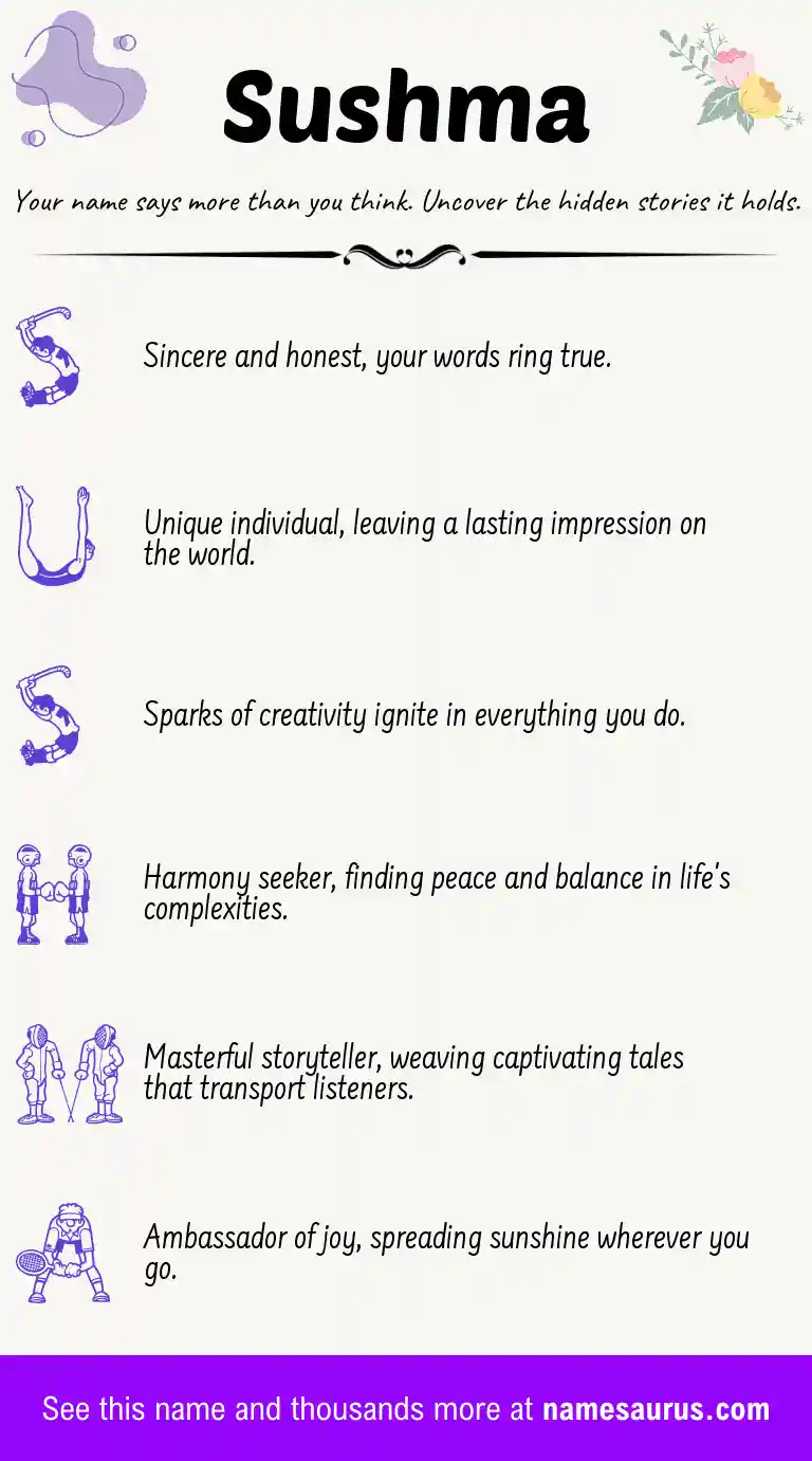 Acrostic poem about Sushma.