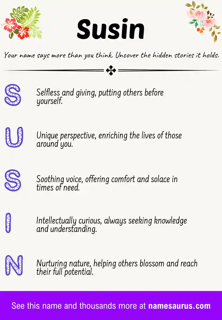 Acrostic poem about Susin.
