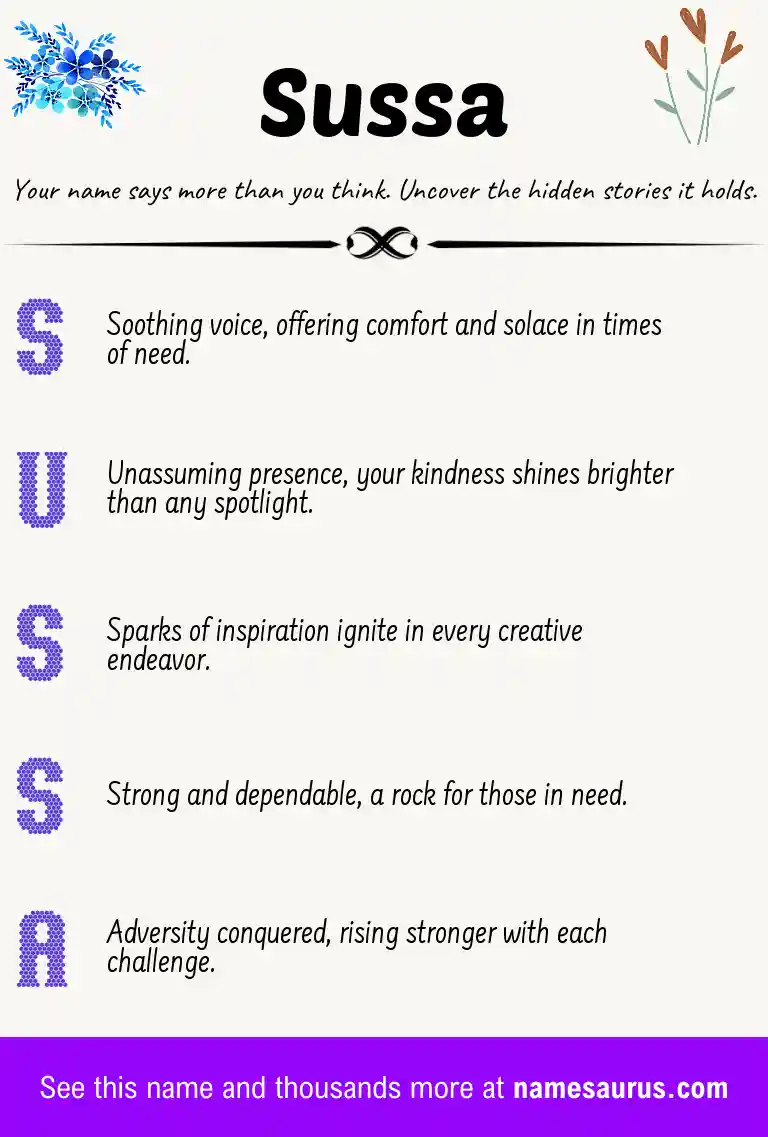Acrostic poem about Sussa.