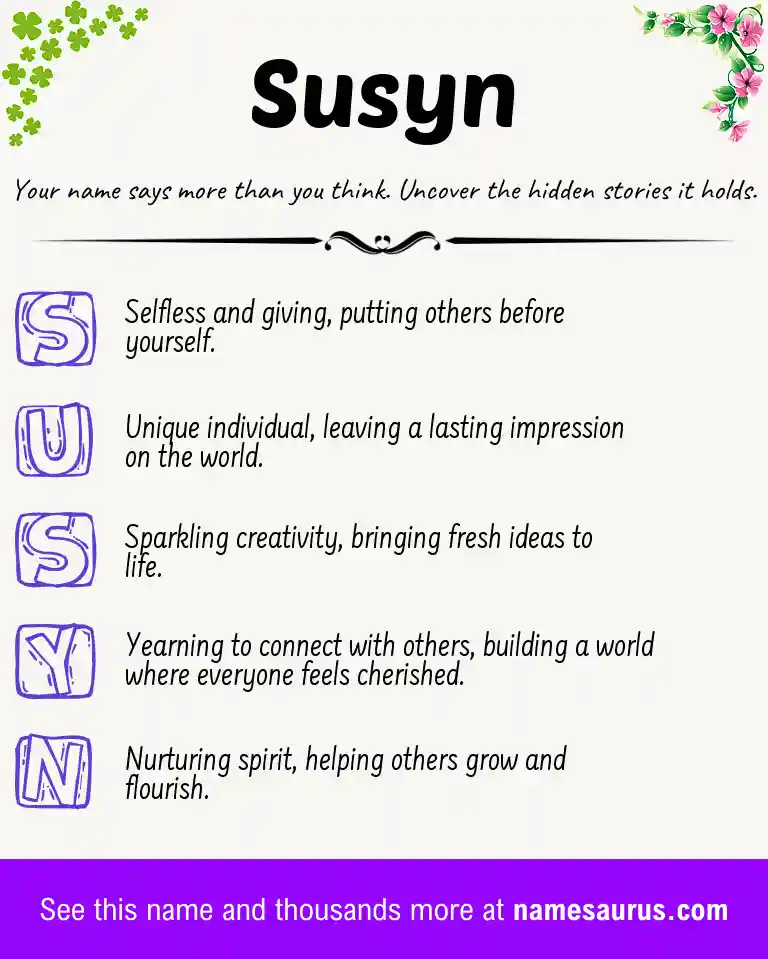 Acrostic poem about Susyn.