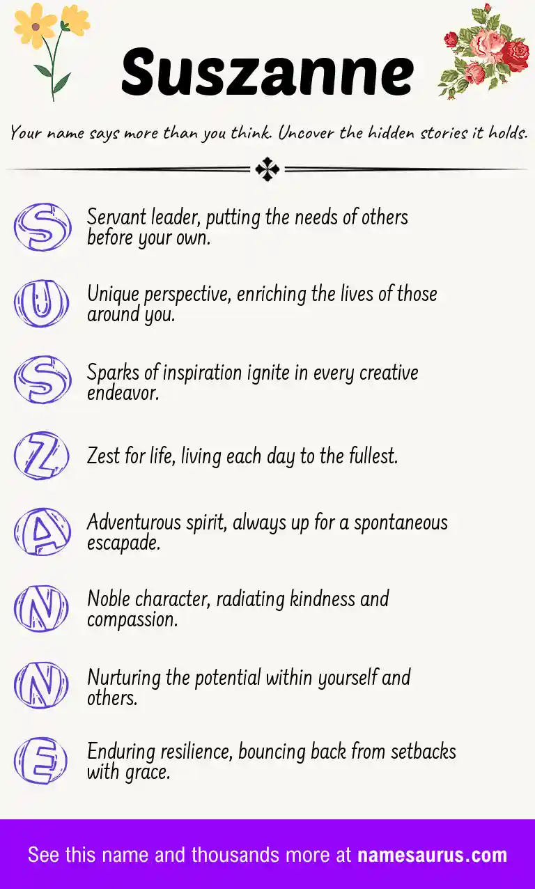 Acrostic poem about Suszanne.