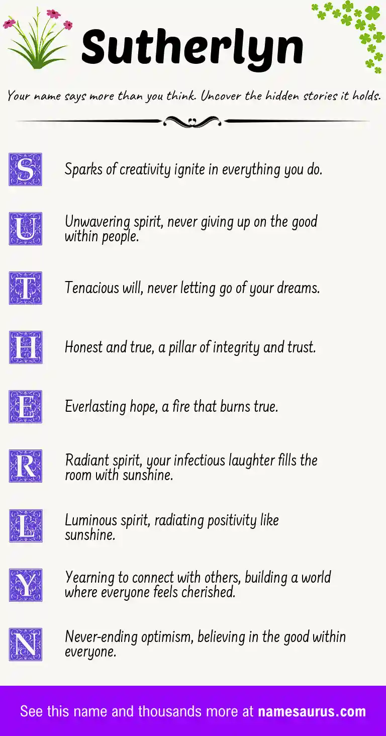 Acrostic poem about Sutherlyn.