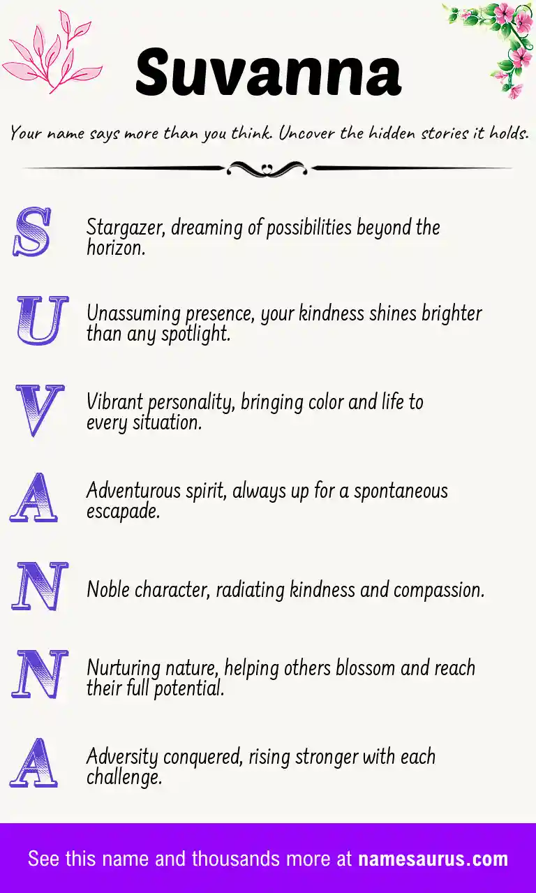 Acrostic poem about Suvanna.