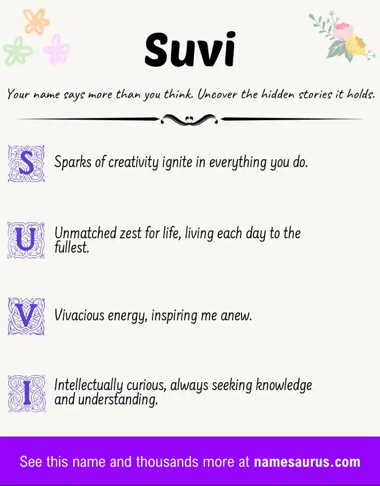 Acrostic poem about Suvi.