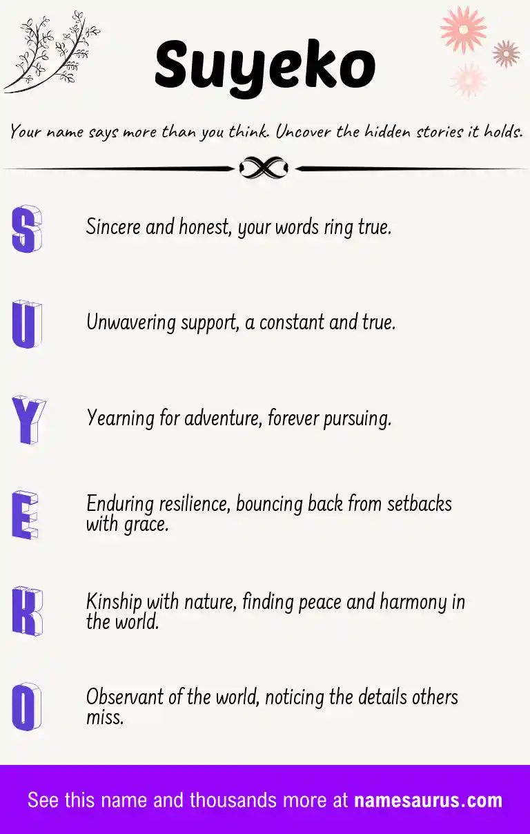 Acrostic poem about Suyeko.