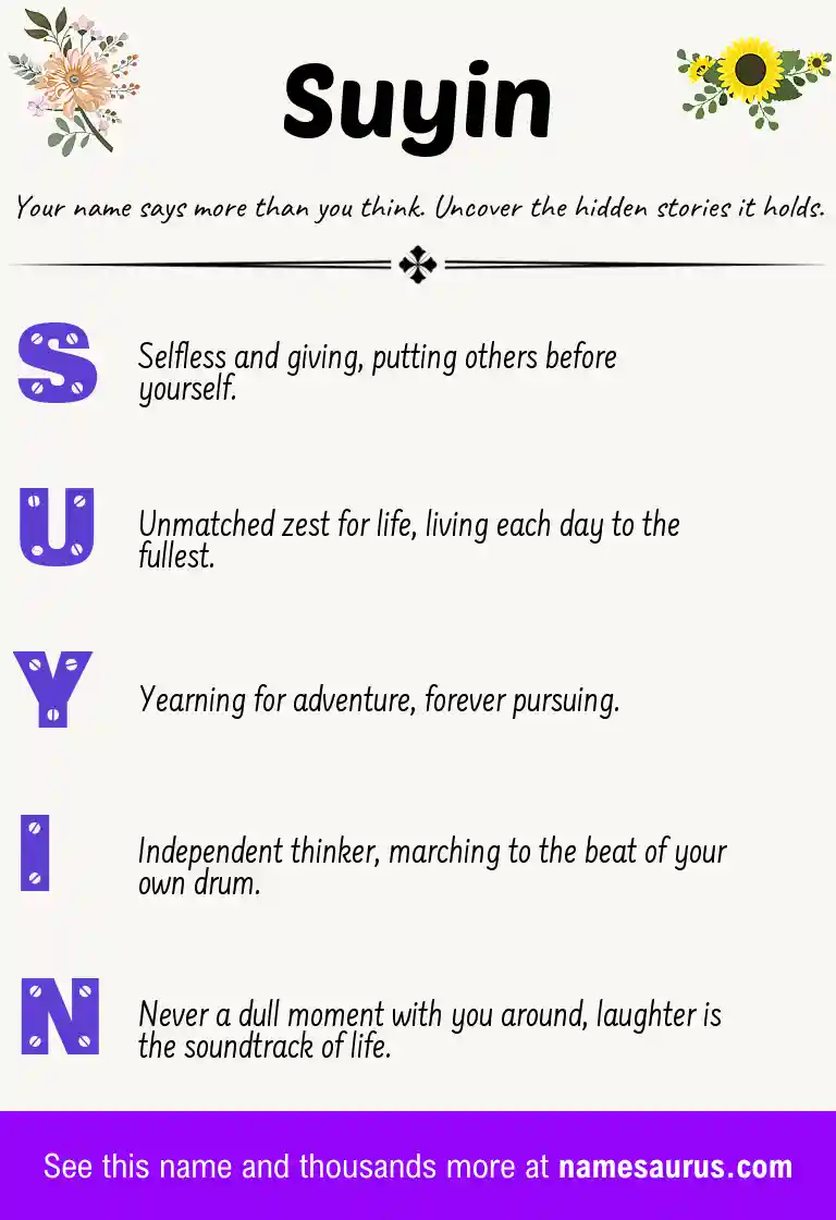 Acrostic poem about Suyin.