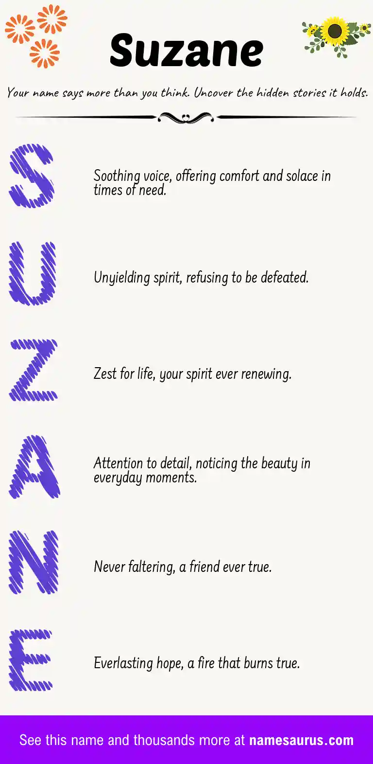 Acrostic poem about Suzane.
