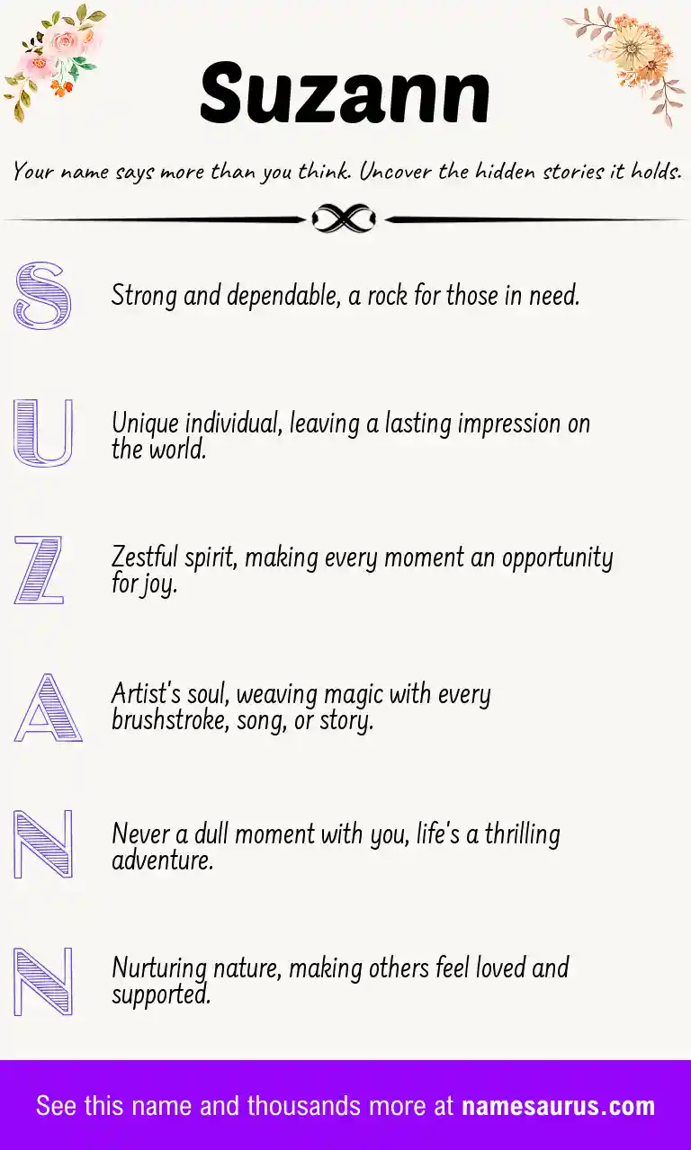 Acrostic poem about Suzann.