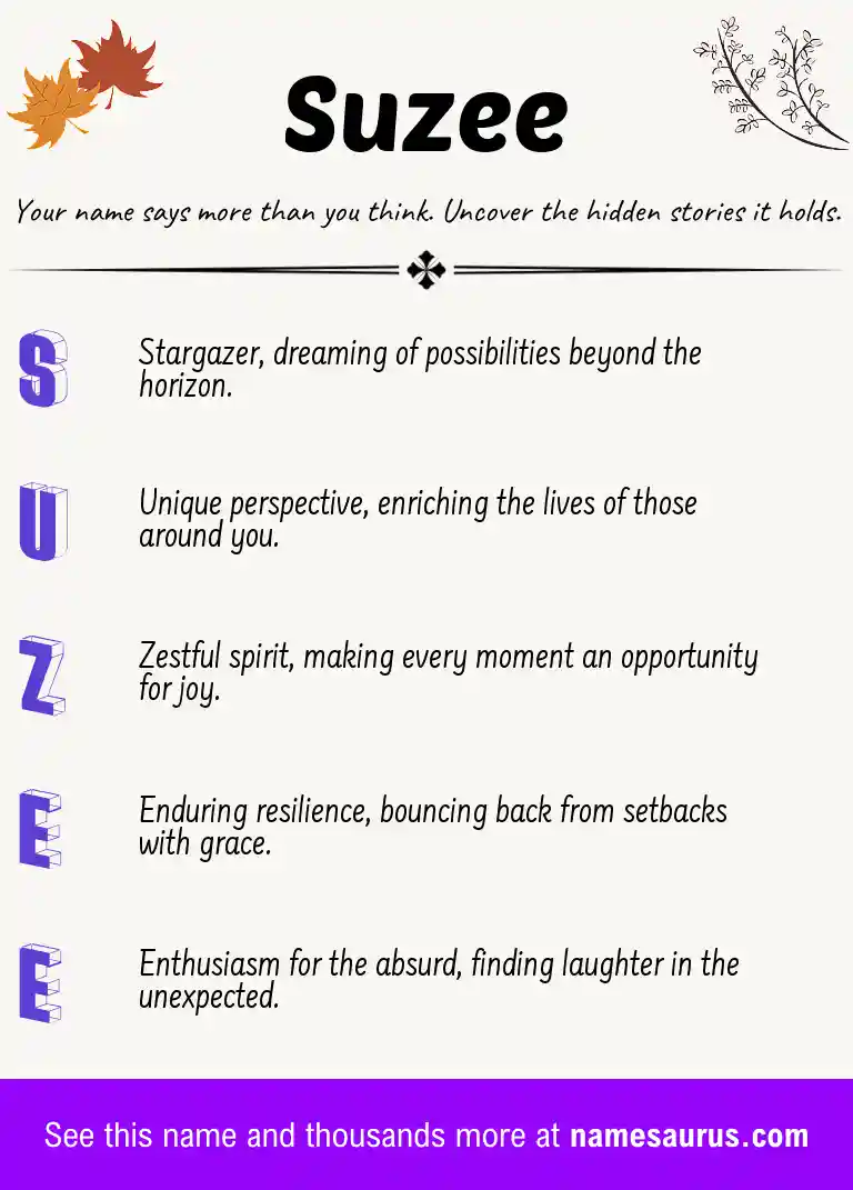 Acrostic poem about Suzee.
