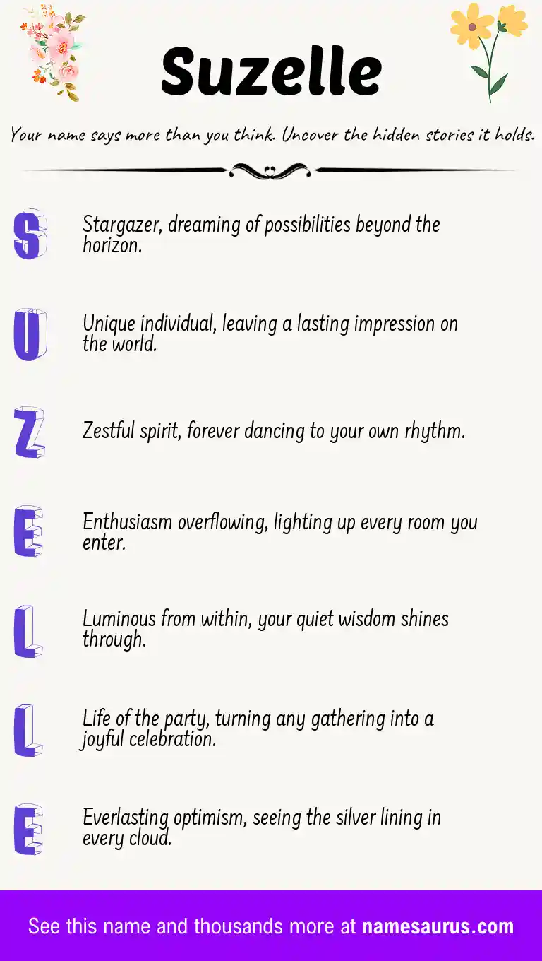 Acrostic poem about Suzelle.