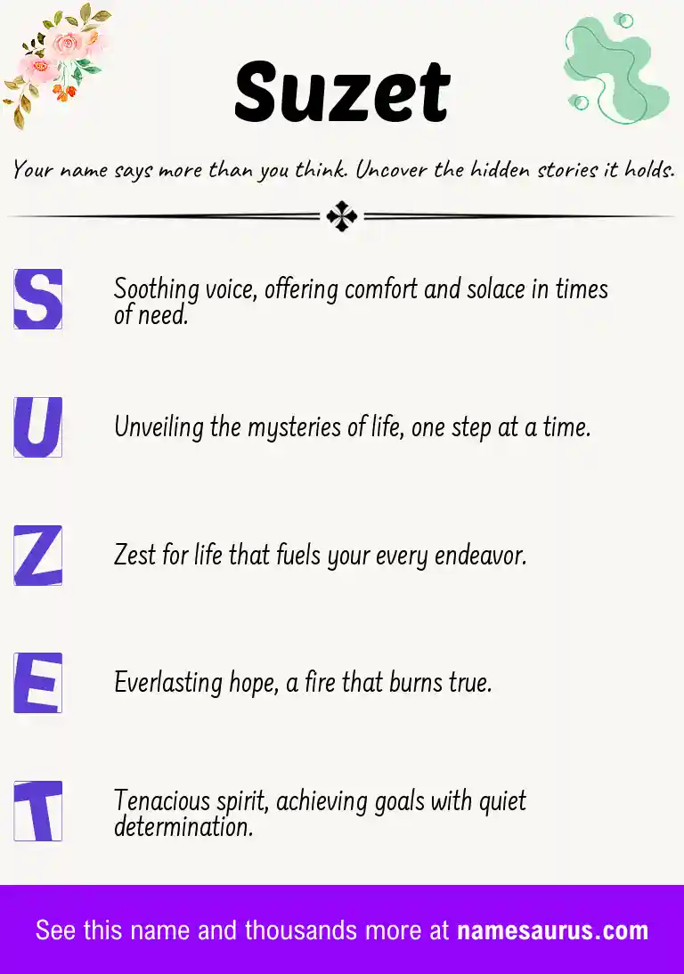 Acrostic poem about Suzet.