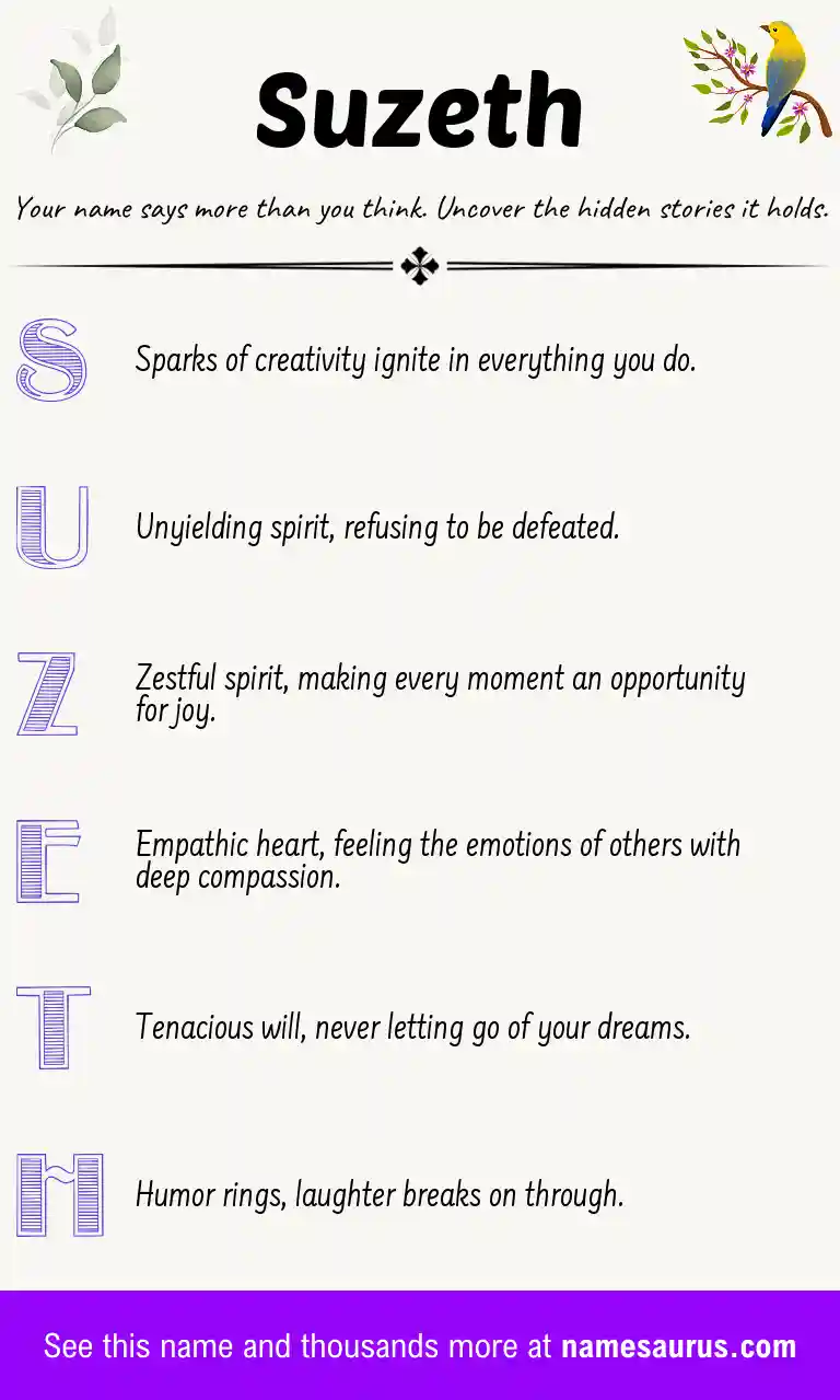 Acrostic poem about Suzeth.