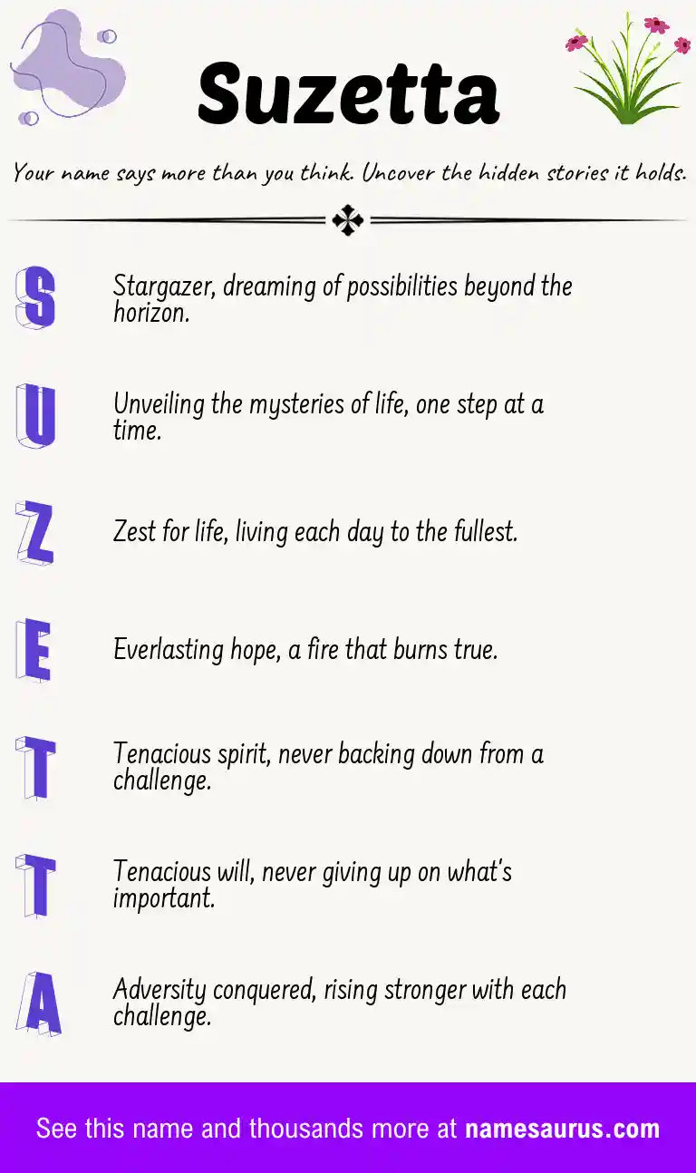 Acrostic poem about Suzetta.
