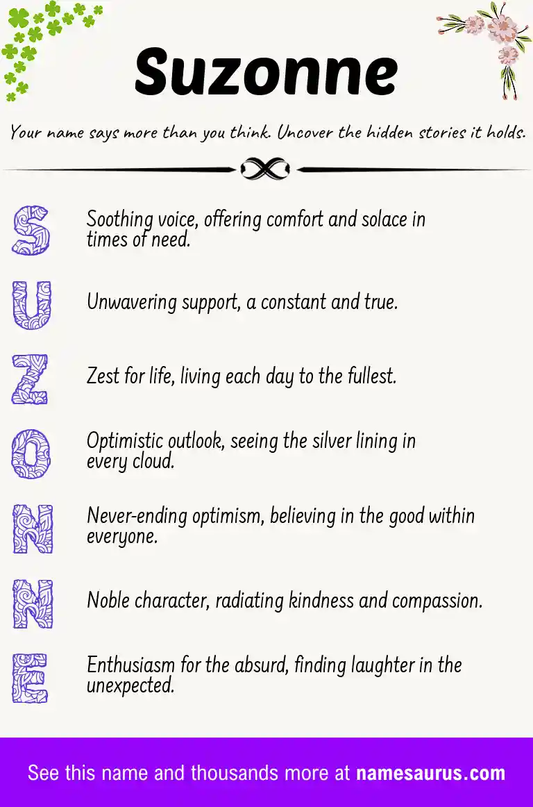 Acrostic poem about Suzonne.