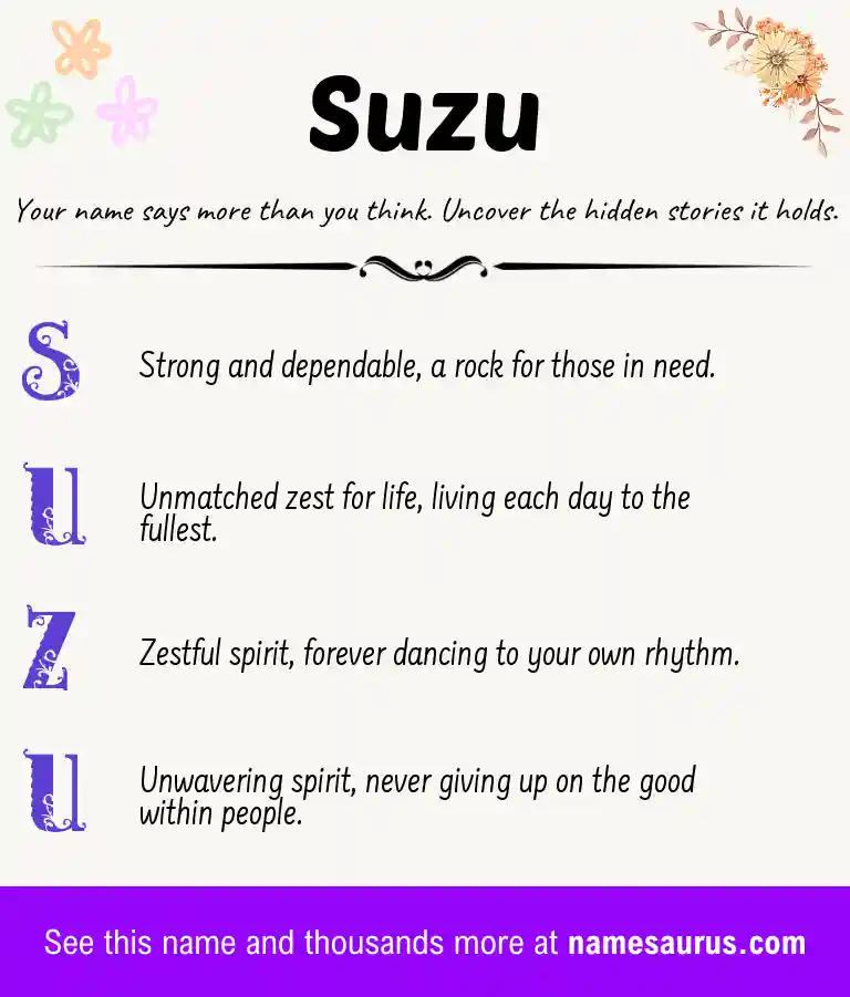 Acrostic poem about Suzu.
