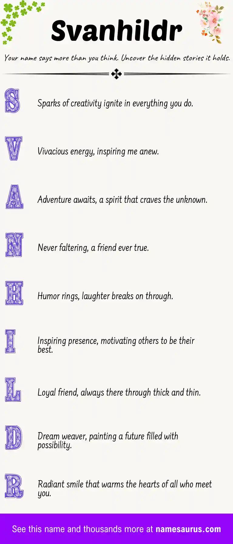 Acrostic poem about Svanhildr.