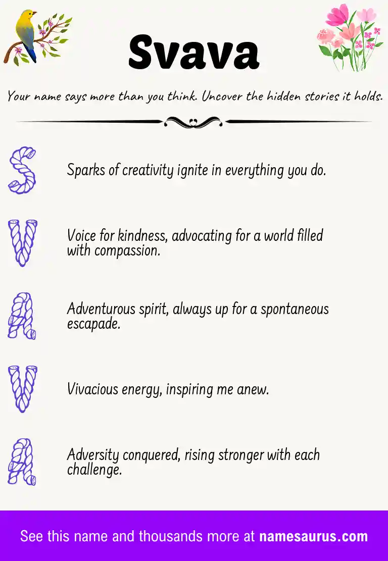 Acrostic poem about Svava.