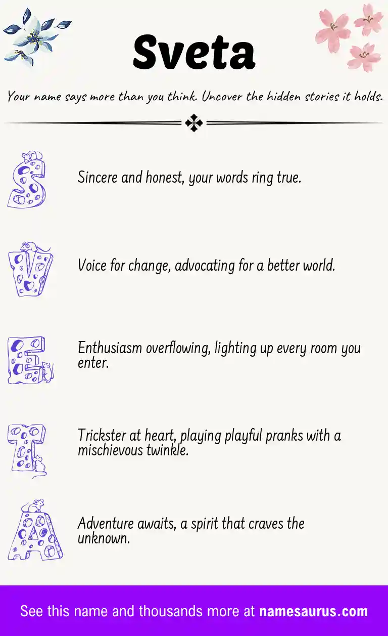 Acrostic poem about Sveta.