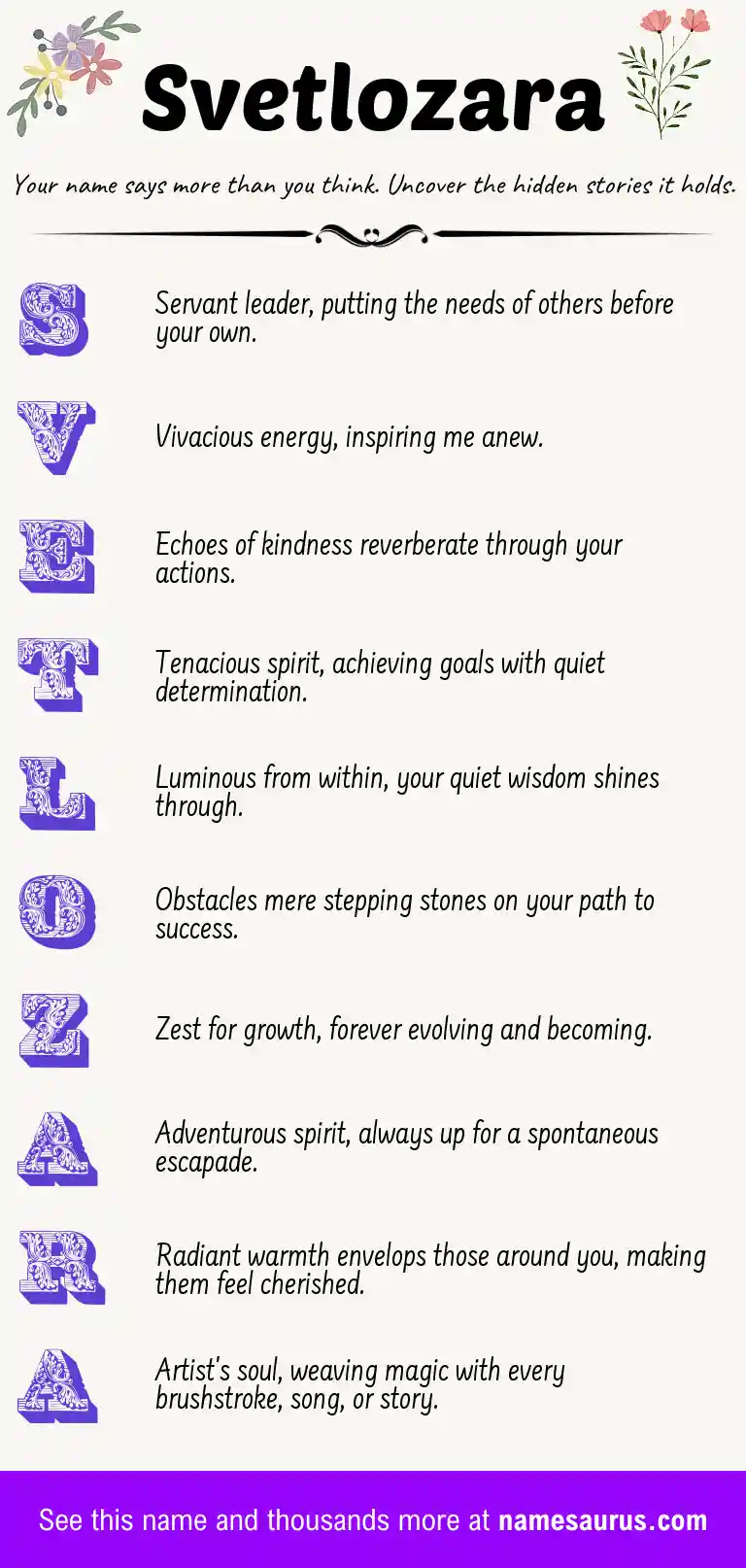 Acrostic poem about Svetlozara.