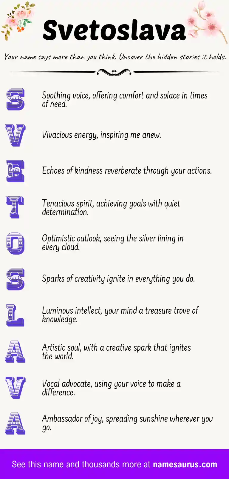 Acrostic poem about Svetoslava.