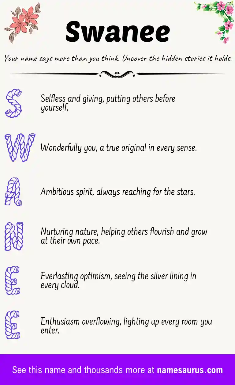 Acrostic poem about Swanee.