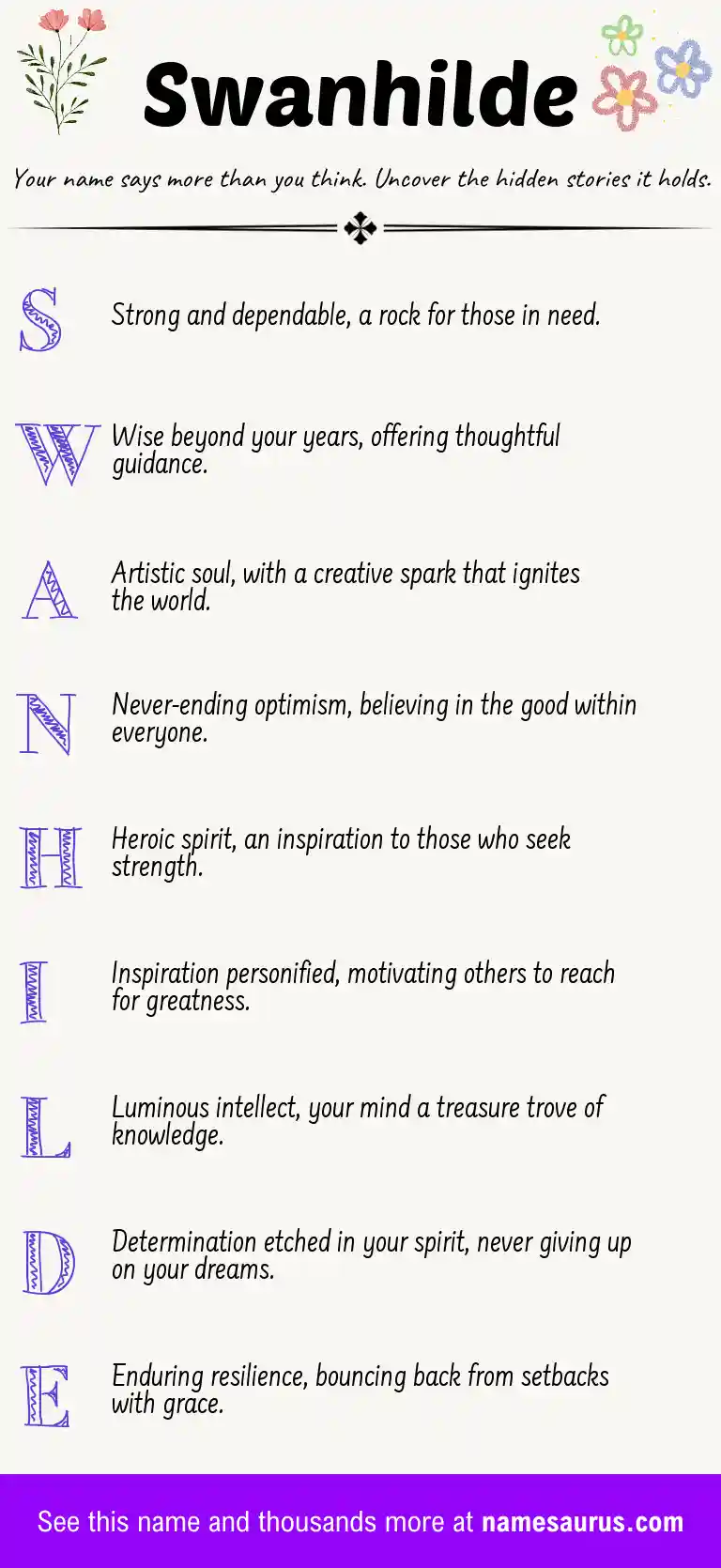 Acrostic poem about Swanhilde.