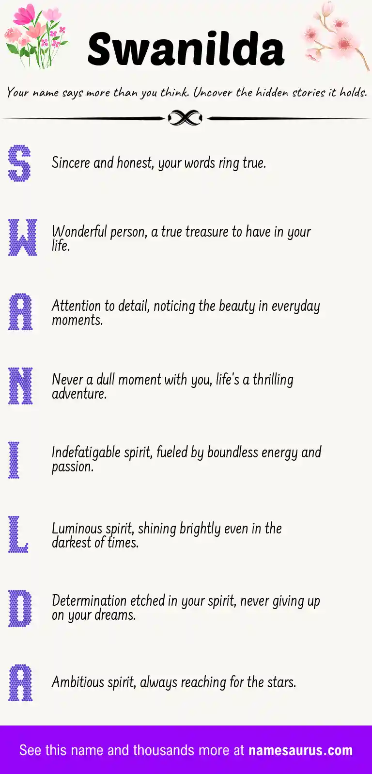 Acrostic poem about Swanilda.