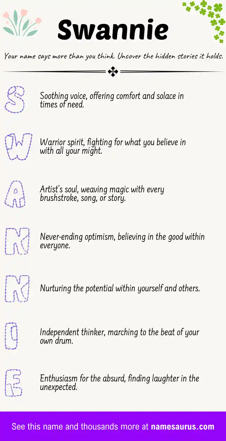 Acrostic poem about Swannie.