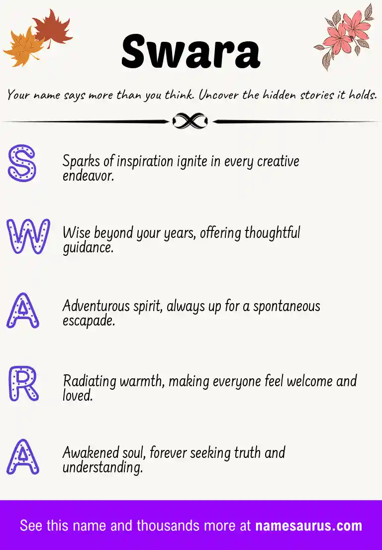 Acrostic poem about Swara.