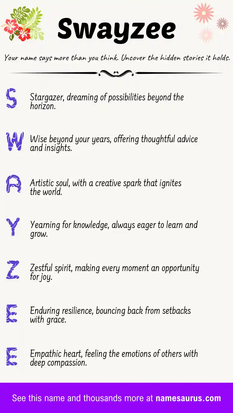 Acrostic poem about Swayzee.