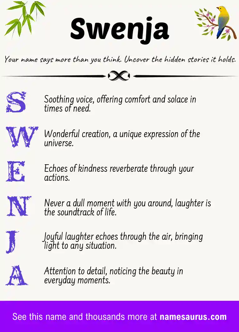 Acrostic poem about Swenja.