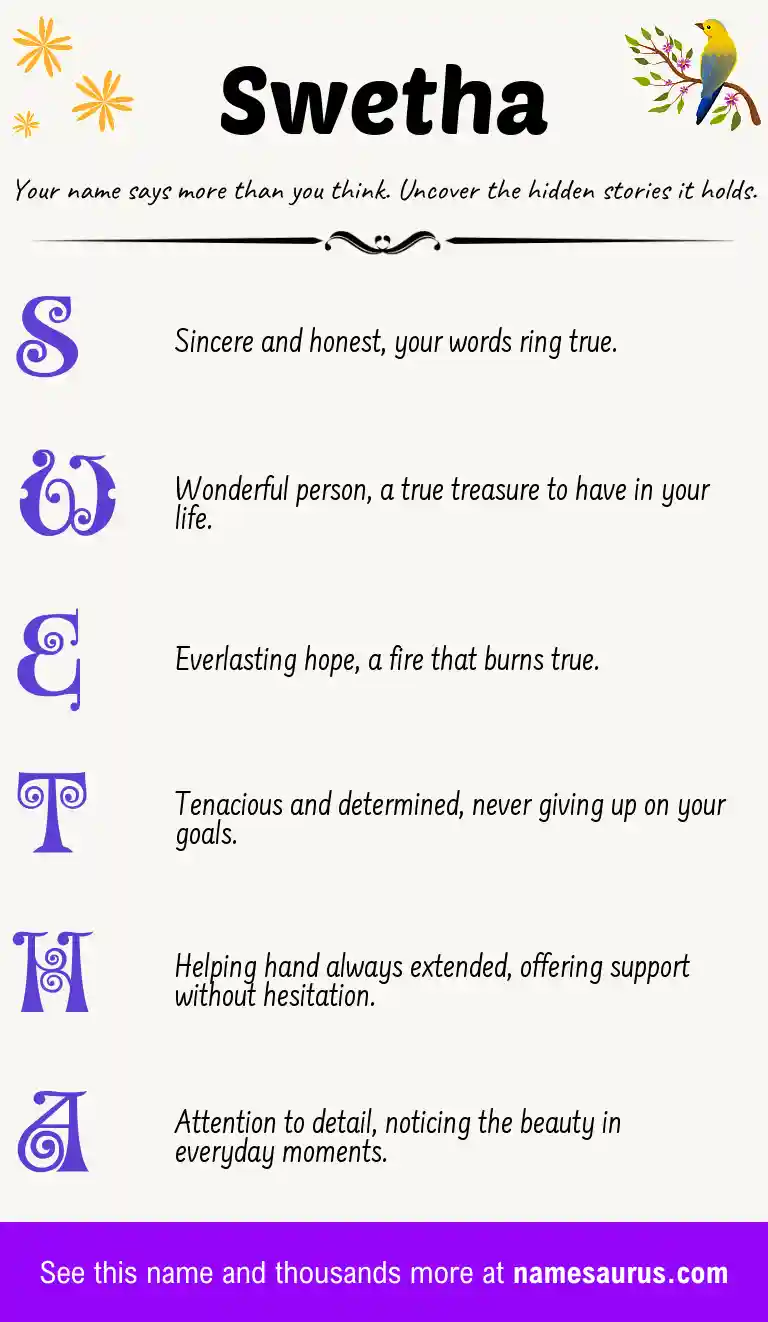 Acrostic poem about Swetha.