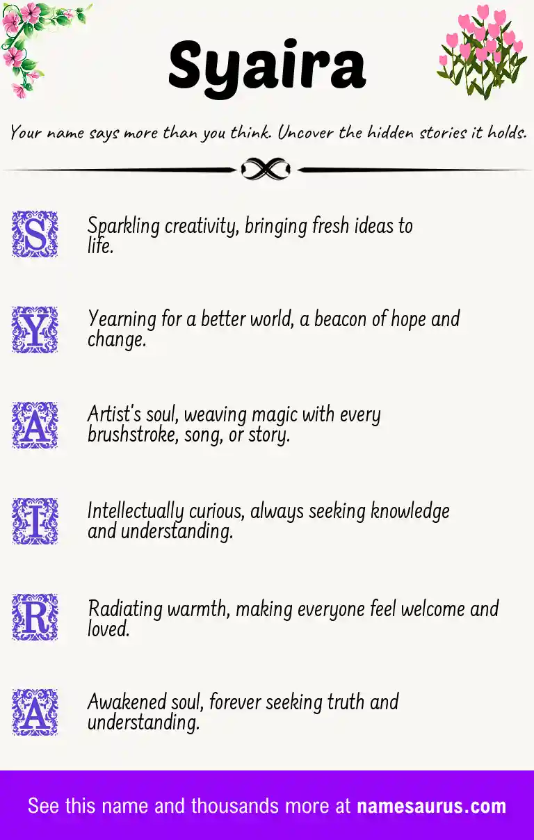 Acrostic poem about Syaira.