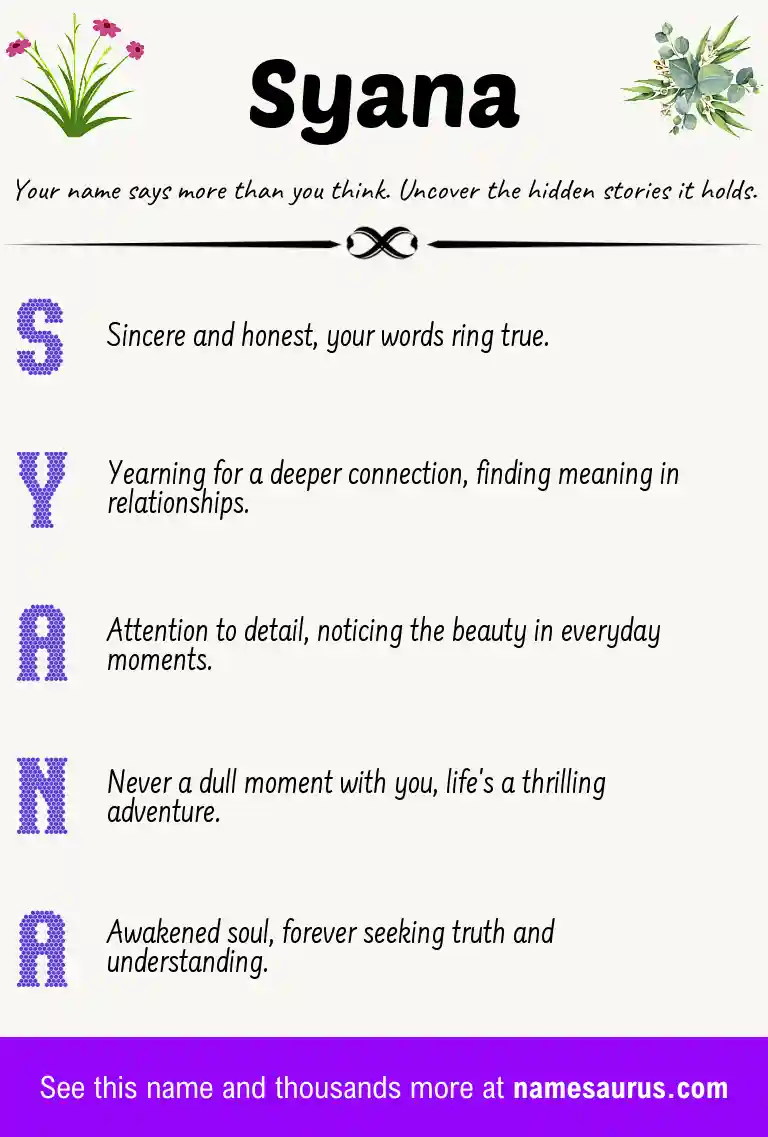 Acrostic poem about Syana.