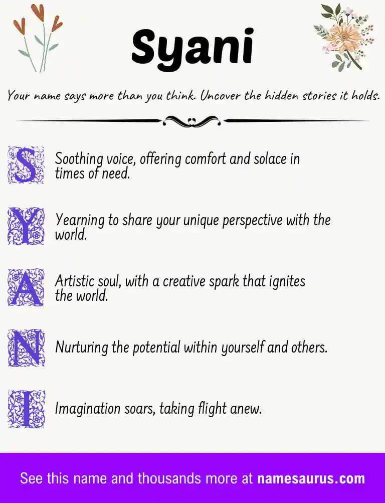 Acrostic poem about Syani.