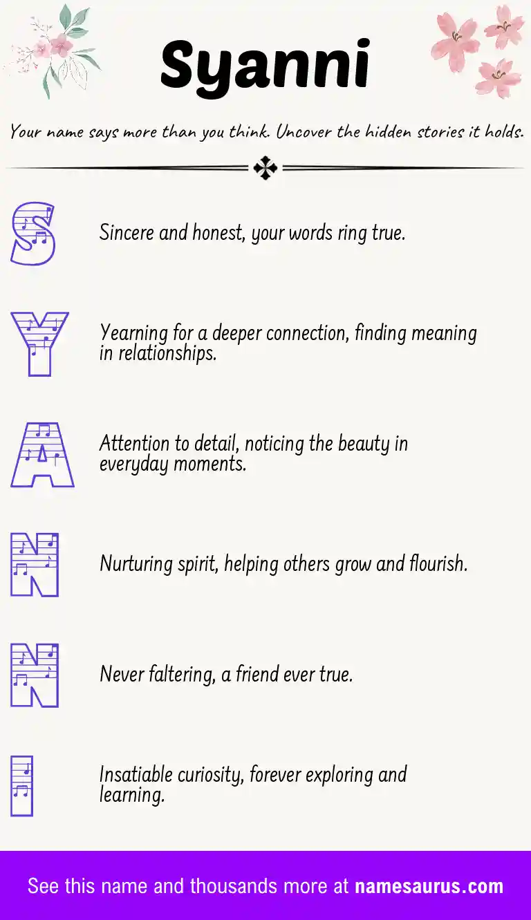 Acrostic poem about Syanni.