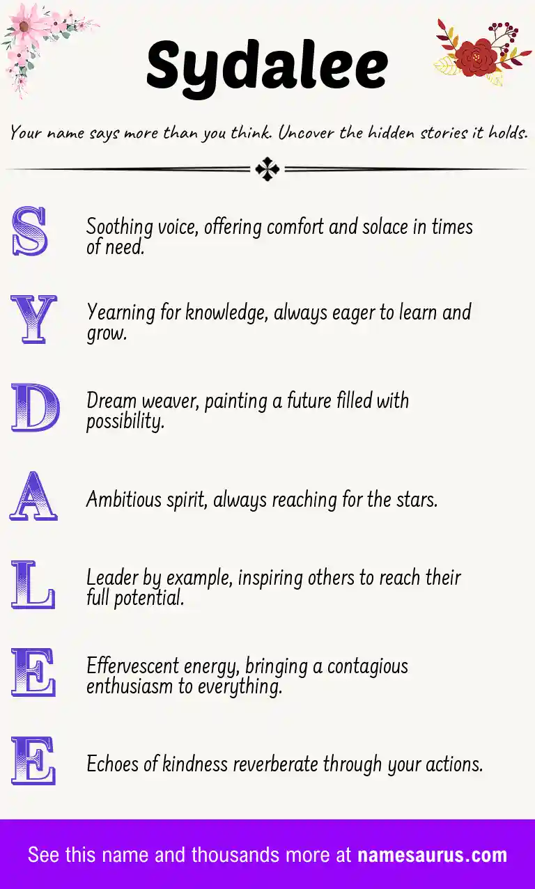 Acrostic poem about Sydalee.