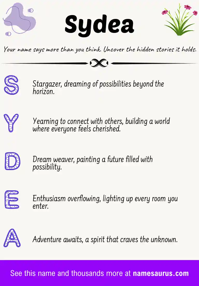 Acrostic poem about Sydea.