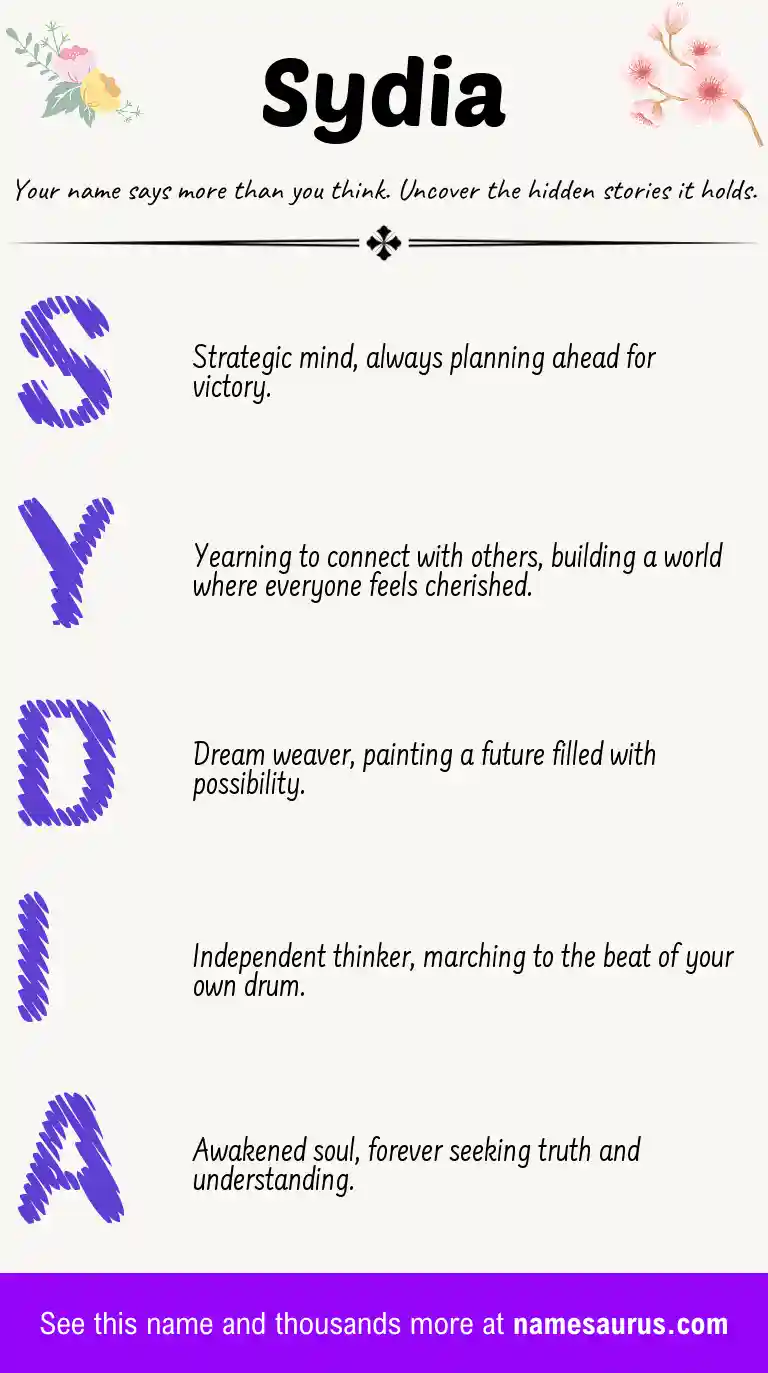 Acrostic poem about Sydia.