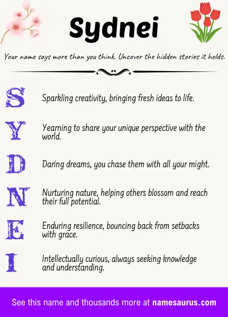 Acrostic poem about Sydnei.