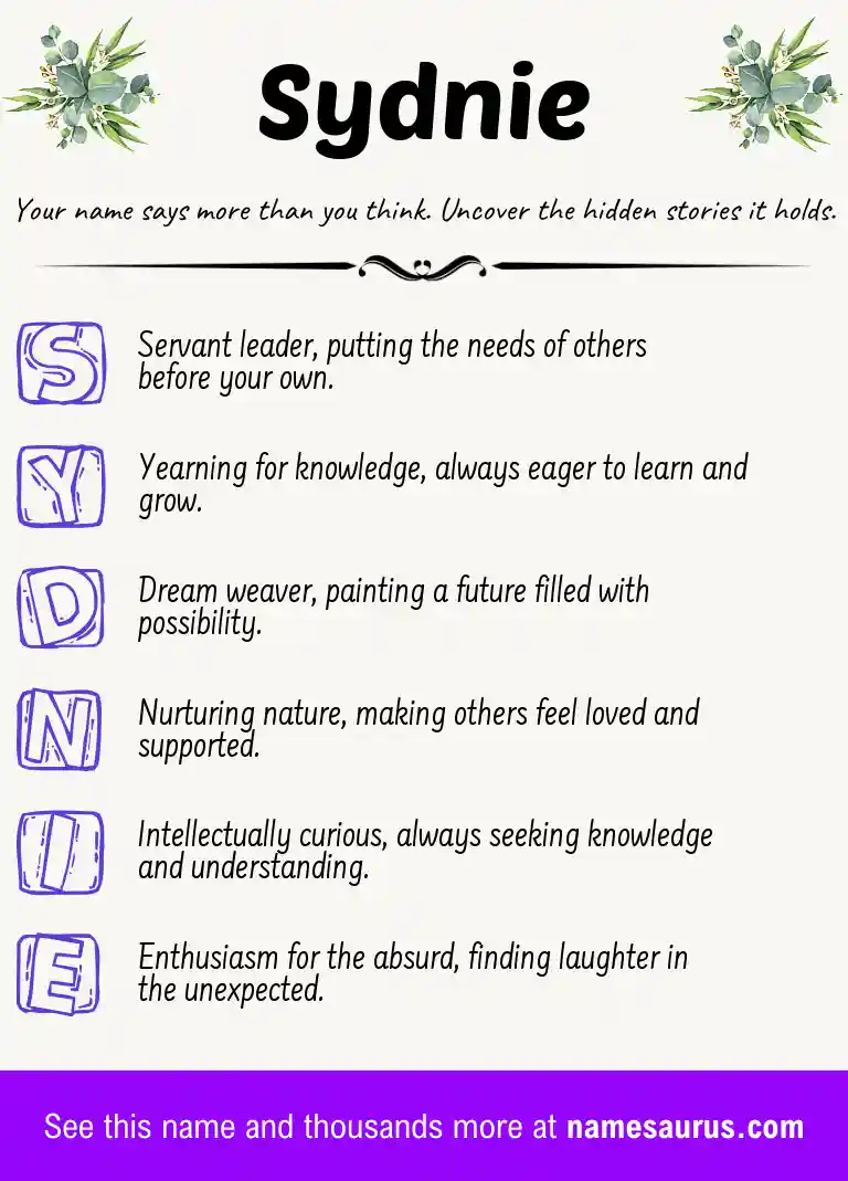 Acrostic poem about Sydnie.