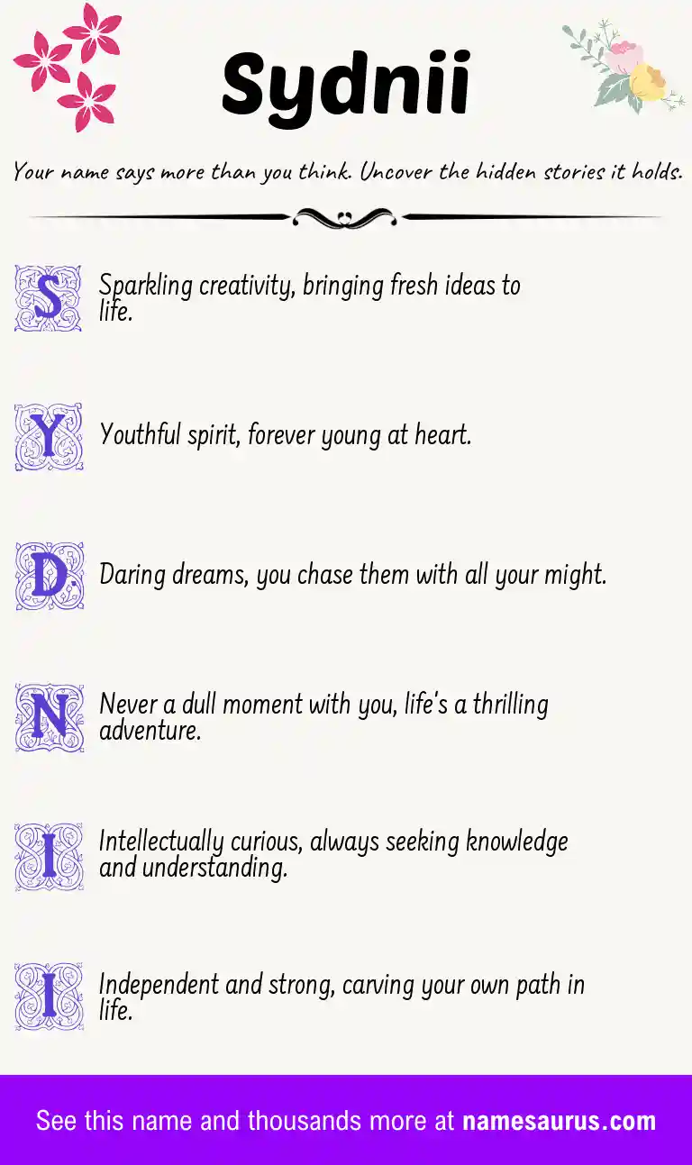 Acrostic poem about Sydnii.