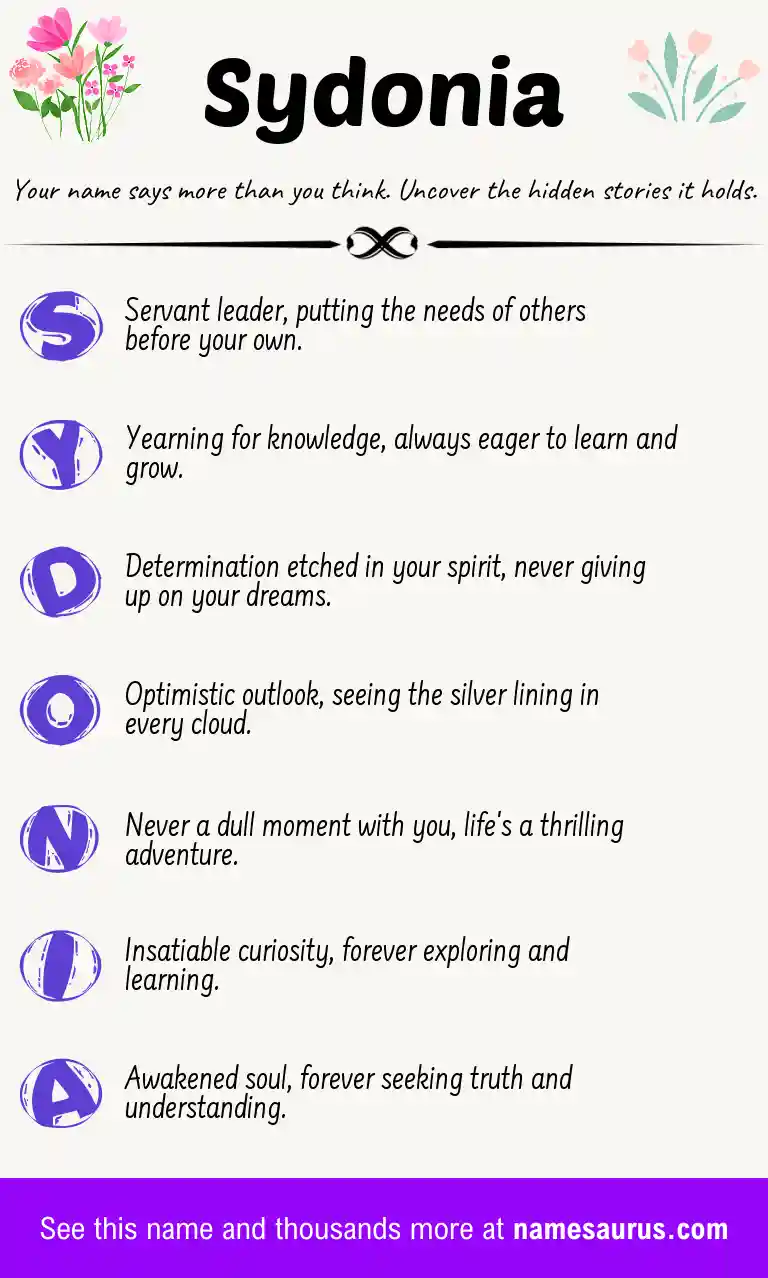 Acrostic poem about Sydonia.