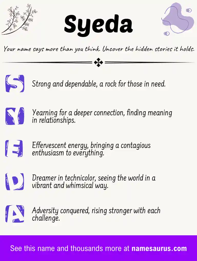 Acrostic poem about Syeda.