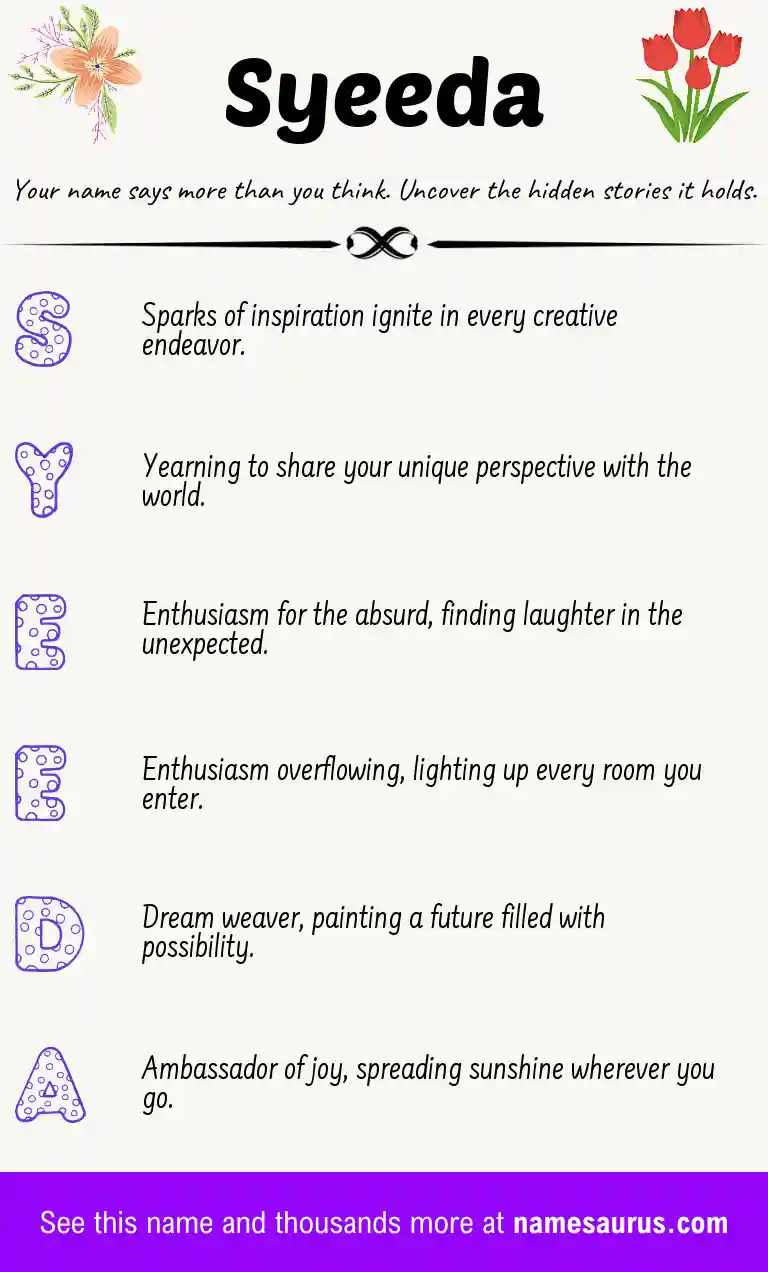 Acrostic poem about Syeeda.