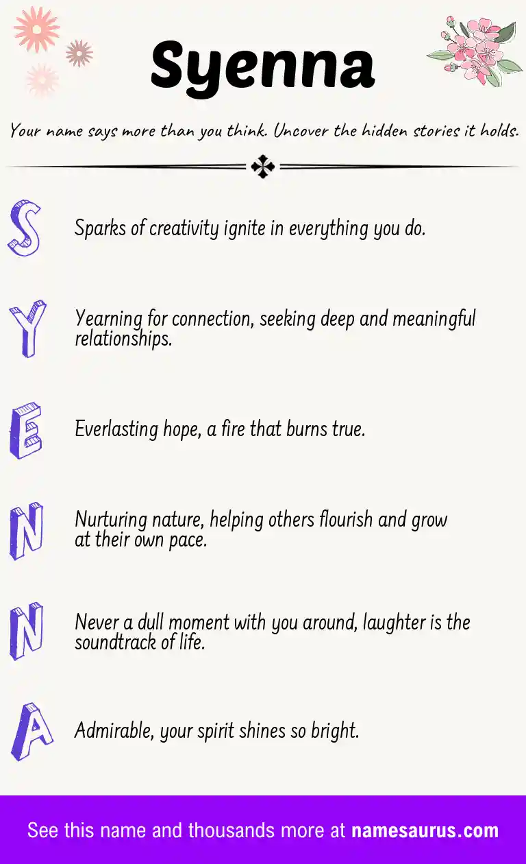 Acrostic poem about Syenna.