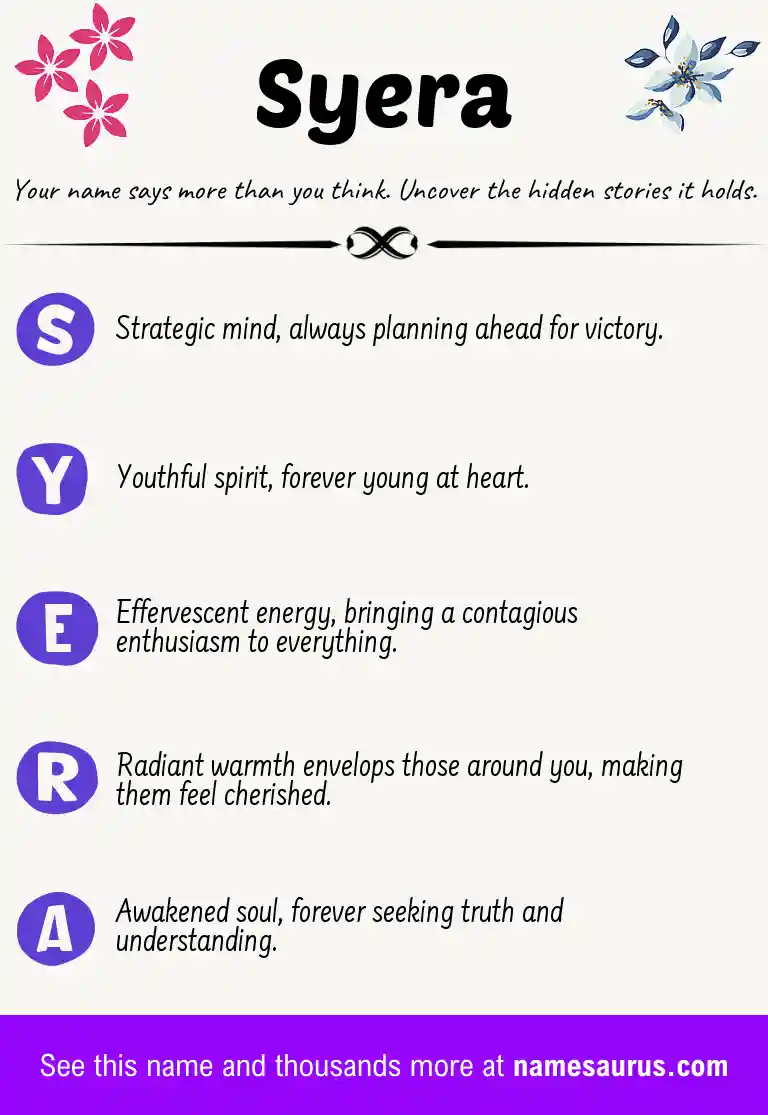 Acrostic poem about Syera.